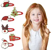 Pack of 6 Christmas hair accessories, advent calendar filling, glitter Christmas hair clips, hair bands, cartoon snap hair clips for girls, children