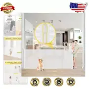 Retractable 80" Extra Wide Mesh Pet Gate - 42" Tall with Fiberglass Support Rods