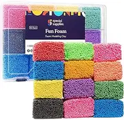 Fun Foam Modeling Foam Beads Play Kit, 12 Blocks Children’s Educational Clay for Arts Crafts Kindergarten, Preschool Kids Toys Develop Creativity, Motor Skills, Reusable Container