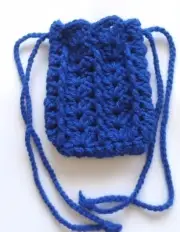Handmade Crochet real Blue Camera Pouch/Case with Drawstring