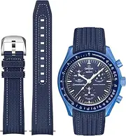 [REBANDACE] Strap for Moonswatch Watch,Lengthening No Gap Silicone Establishment Pattern Strap for Omega X Swatch Moonswatch Watch 20mm,Stitch Curved Strap for Swatch Omega Men Women