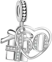 [SBI Jewelry] Gift Box Charm for Bracelet Charm Compatible with Pandora Charms Bracelets Birthday Beads 13 16 18 21 30 40 50 60 Pendants for Necklace
