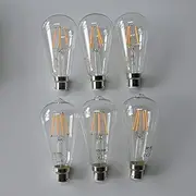 [SD LUX] B22 LED Light Bulbs Vintage Filament Edison Bulbs,ST64 No Flicker Edison Bayonet LED Bulbs - 6W (60W Equivalent) 650LM Warm White 2700K,Non-dimmable 6 Packs
