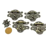4 x Antique Bronze Mini Door Hinges Gift Jewelry Box Latch Hasp Clasp b24
