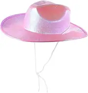 [SAFIGLE] Glow The Dark Cowboy Hat for Party Unisex Western Dress Up Accessory Durable Lightweight Design Fits Adults Vibrant Colors for Fun Celebrations Pink