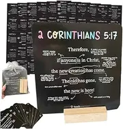 EPMANN 52 Scripture Cards, Bible Verse Mapping Cards, Scripture Memory with Wood Stand, Christian Bible Trivia Memory Card Crafts Set (Black)