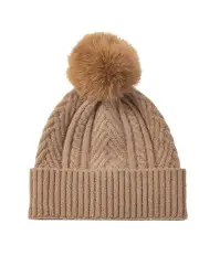 [Gregory Ladner] Knit Beanie with Pom in Taupe