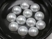 100 Pure White Half Pearl Bead 14mm Flat Back Semicircle Scrapbooking