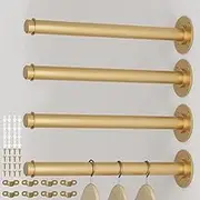 4 Pcs Industrial Pipe Clothes Bars 12 inch, Industrial Pipe Clothing Racks, Gold Closet Rods for Hanging Clothes, Gold Clothing Racks for Home Boutique Retail