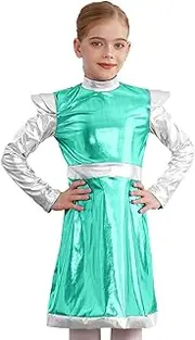 [Raenseen] Kids Girls Alien Costume Outer Space Man Astronaut Dress For Festival Birthday Party Performance