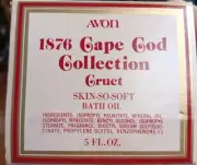 Avon 1876 Cape Cod Ruby Red Cruet Glass Decanter Bath Oil Vtg 5 Fl Oz Full Box
