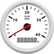 APTPKGDFDK 8000 RPM Tachometer Boat Car Marine Tacho Meter with LCD Hourmeter Car Tachometer with Red Backlight 12V Boat Accessories Marine Temperature Meter(WW 4000 RPM)
