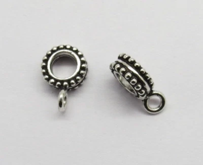 2 Pieces 925 Sterling Silver Pendant Bail Loop Closed Jump Ring 13mm Long