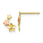 14k Two Tone Gold Children's Diamond Cut Star Earrings Madi K Kids Jewelry