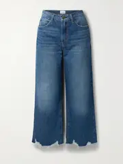 [FRAME] FRAME - + Net Sustain The Relaxed Straight Cropped Frayed High-rise Straight-leg Jeans - Mid denim - 32 32 Blue