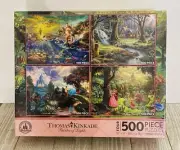 New Disney Parks Exclusive Thomas Kinkade 4-In-1 Puzzle Four 500 pc Puzzles