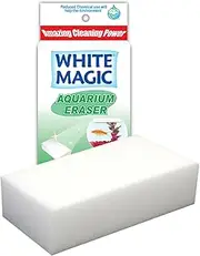 White Magic Aquarium Eraser Sponge – Scratch-Free, Streak-Free Cleaning for Glass & Acrylic Aquariums, Safe for Aquatic Life, Buffs While Cleaning, Durable & Easy to Use – 11 x 7 x 4 cm