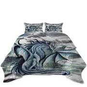 Frostbringer Blue Dragon Drawing Coverlet
