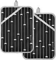 Kitchen Pot Holders Heat Resistant Happy Halloween Animals Black Potholder with Pocket Hot Pads Pot Holders Oven Mitts 2 Pack