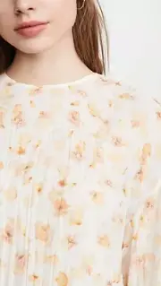 Vince Womens Blouse XXS 2XS Pressed Petal Print Chiffon Long Sleeve Top $345