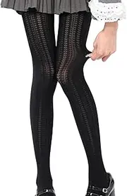 [Oxtxuzdm] Elegant Hollowed Vertical Heart Patterned Tights for Women Aesthetic High Waist Silk Pantyhose Solid Color Stockings