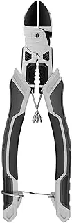 Diagonal Pliers 7.5inch Multifunctional Wire Cutting Plier Anti-Slip Wire Stripper and Crimper Plier Diagonal Side Cutting Pliers with Safety Lock Cable Cutter for Cutting Crimping(Black gray)
