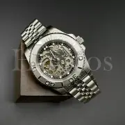 Custom Made Skeleton Watch 40mm Sub Style Diver NH70 Auto Movement Silver Bezel