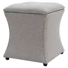 New Pacific Direct Amelia 20" Fabric Nailhead Tufted Storage Ottoman in Gray
