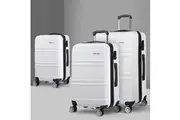 Wanderlite 3pc Luggage Trolley Set Suitcase Travel TSA Carry On Hard Case Lightweight White