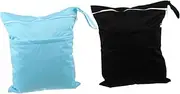 HAMPPLIES 2pcs Diaper Wet Dry Storage Pouch with Zippered Pockets Durable Organizer for Travel and Machine Washable Random Color