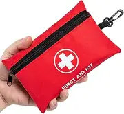 Mini First Aid Kit - 140 Piece Small First Aid Medical Kit for Car, Home, Office, Travel, Camping, Sports, Outdoor, School - Emergency First Aid Supplies and Survival Kit, Red, 140 Pieces,