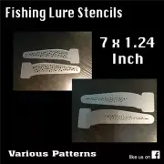 7 x 1.24” Inch Fishing Lure Stencils - Various Patterns