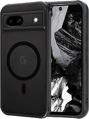 [AOMYKE] for Google Pixel 8a 6.1 Inch Magnetic Case, Compatible with MagSafe, Translucent Matte Anti-Fingerprint Scratch-Resistant PC Back + TPU Bumper Shockproof Mobile Phone Case, Black