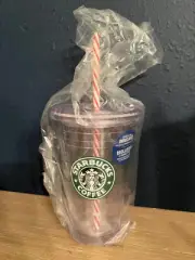 Starbucks Grande Clear Double Wall Acrylic Cold Cup Tumbler + Candy Cane Straw