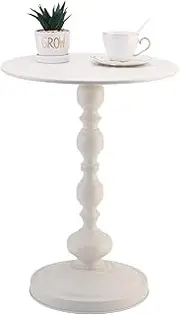 WDOPEN Metal Small End Table, Small Round Side Table, Matte Accent Coffee Drink Table, for Sofa, Bedroom, and Living Room Corners (White)