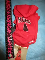 Dog KONG OuterWear Hoodie Coat Fleece Pull Over Hoodie Red Black XS