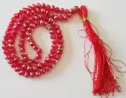 New Red Crystal Medium Beads & Golden Tasbih Misbaha Rosary Worry 99 TASBEEH