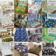 KIDS BOYS DOUBLE DUVET COVER SETS - ARMY CAMO SKULLS DINOSAUR FOOTBALL STARS