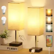 Table Lamp for Bedroom Set of 2, Bedside Lamps with 3 Color Temperatures Nigh...