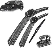 ZHUNDU Wiper Front & Rear Wiper Blades Set Kit,for Dodge,for Journey 2008 2009 2010 2011 2012 2013 2014 2015 2016 2017 2018 Windscreen 24"+18"+12" Wipers