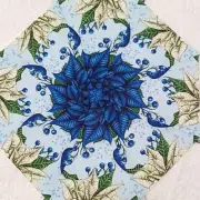 16 9.5" Blue Poinsettia & Ornament #2 Stack 'n Whack Quilt Blocks Kaleidoscope