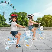 CostwayKids Bike with Front Handbrake and Rear Coaster Brake for 4-7 Years Old-Light Blue-14 inches