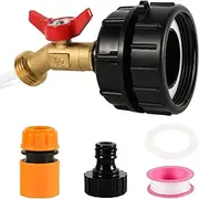 [NQEUEPN] IBC Tote Adapter, 275-330 Gallon IBC Bag Tank Fittings 2.44in Fine Thread Tote Valve Brass Hose Faucet Valve with Garden Hose Quick Connector for Garden Hose Connector Adapter