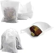 100 Pack Muslin Drawstring Bags, Disposable Small Mesh Bags for Cooking, Soaking Medicinal Liquor, Tea Coffee Filter, DIY Craft Spices Storage, Weeding Party Favor (5.1 x 7.1 Inches)