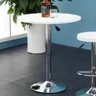 Century Designer Bar Table Height Adjustable with Gas Lift (White/Stainless Stee