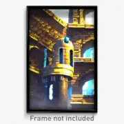 Pixel Art Poster - Vibrating Fortress (8 Bit Psychedelic Video Game Print)