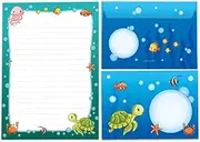 Writing Paper Set Letter Pad with Envelope for Girls Boys Kids Motif Turtle Animals Letter Paper Pad Lined (A5 Pad with 25 Sheets + 15 Envelopes)