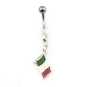 Belly Button Ring with Mexican Flag Dangle 14g