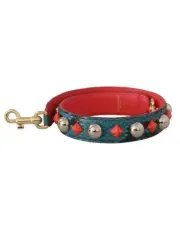 Dolce & Gabbana Leather Shoulder Bag Strap with Gold-Tone Clasps Women Green
