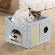ACA 2 layers Cat Bed Cave Felt Pet Puppy Calming Sleeping Nest Foldable Pet House Grey